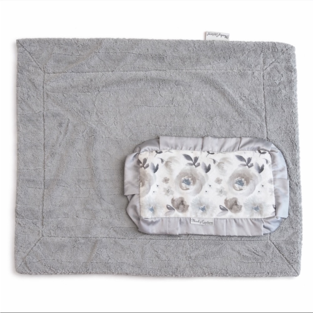 Minky Couture 2 Piece Lot/Bundle Blanket Set Infant Mini Lovey/Security Blanket